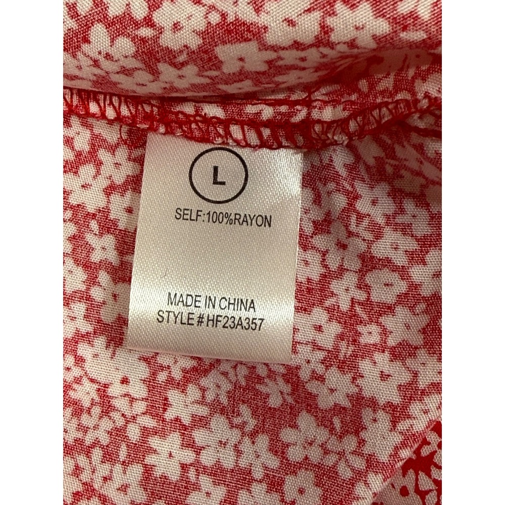 Fashion Nova Clarissa Floral Midi Dress Womens L Red White Ruched Mermaid Summer - Picture 8 of 13